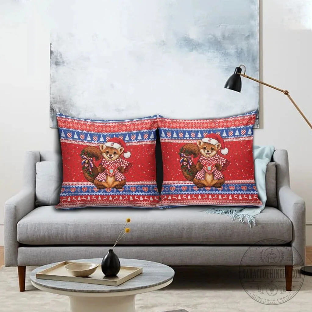 Croatian Christmas Red Panda Licitar Heart Holiday Decorative Pillow 8 Croatian Christmas Red Panda Licitar Heart Holiday Decorative Pillow
