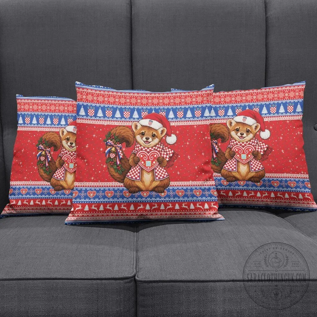 Croatian Christmas Red Panda Licitar Heart Holiday Decorative Pillow 9 Croatian Christmas Red Panda Licitar Heart Holiday Decorative Pillow