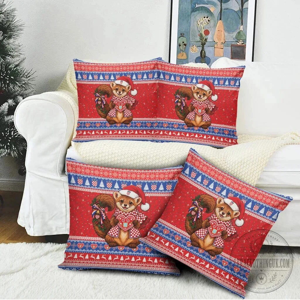 Croatian Christmas Red Panda Licitar Heart Holiday Decorative Pillow 10 Croatian Christmas Red Panda Licitar Heart Holiday Decorative Pillow