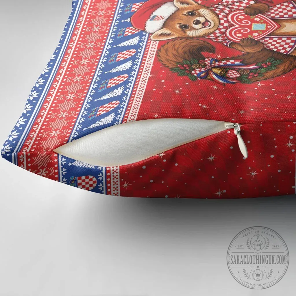 Croatian Christmas Red Panda Licitar Heart Holiday Decorative Pillow 11 Croatian Christmas Red Panda Licitar Heart Holiday Decorative Pillow