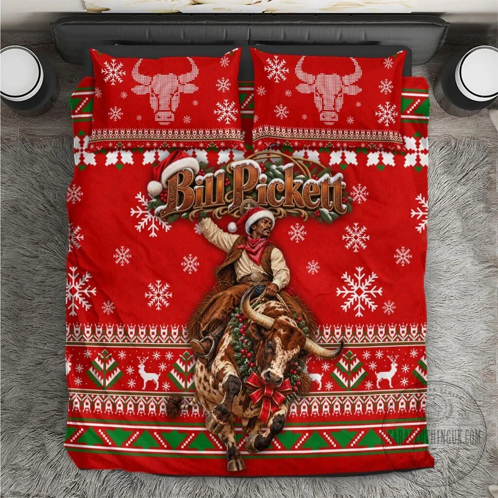 Bill Pickett Christmas Cowboy Rodeo Horse Rider Art Bedding Set