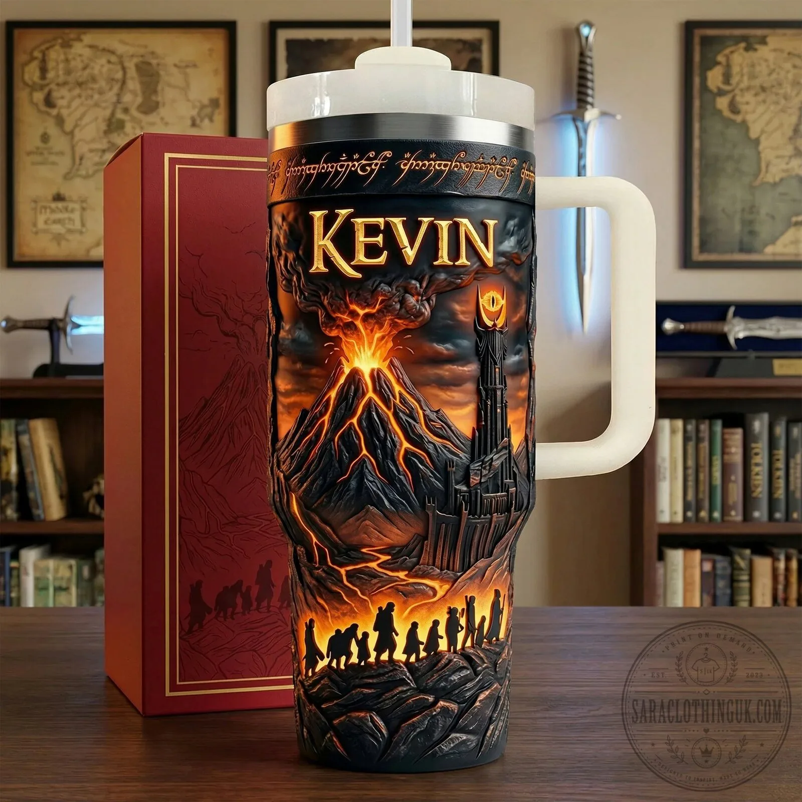 Lord of the Rings Mount Doom Personalized Insulated Tumbler with Handle