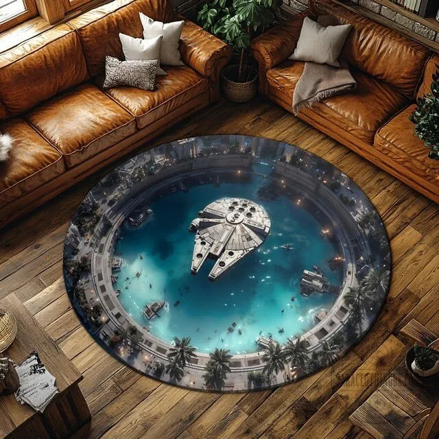 Star Wars Millennium Falcon Scarif Depot Round Rug