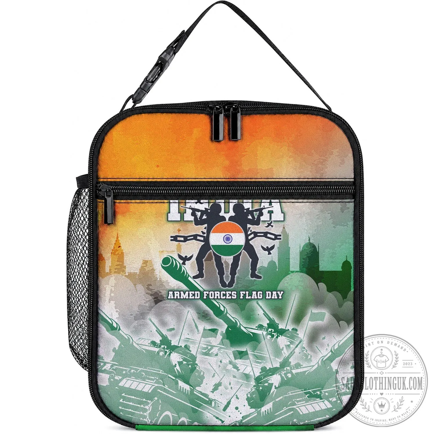 India Armed Forces Flag Day Military Indian Flag Silhouette Lunch Bag
