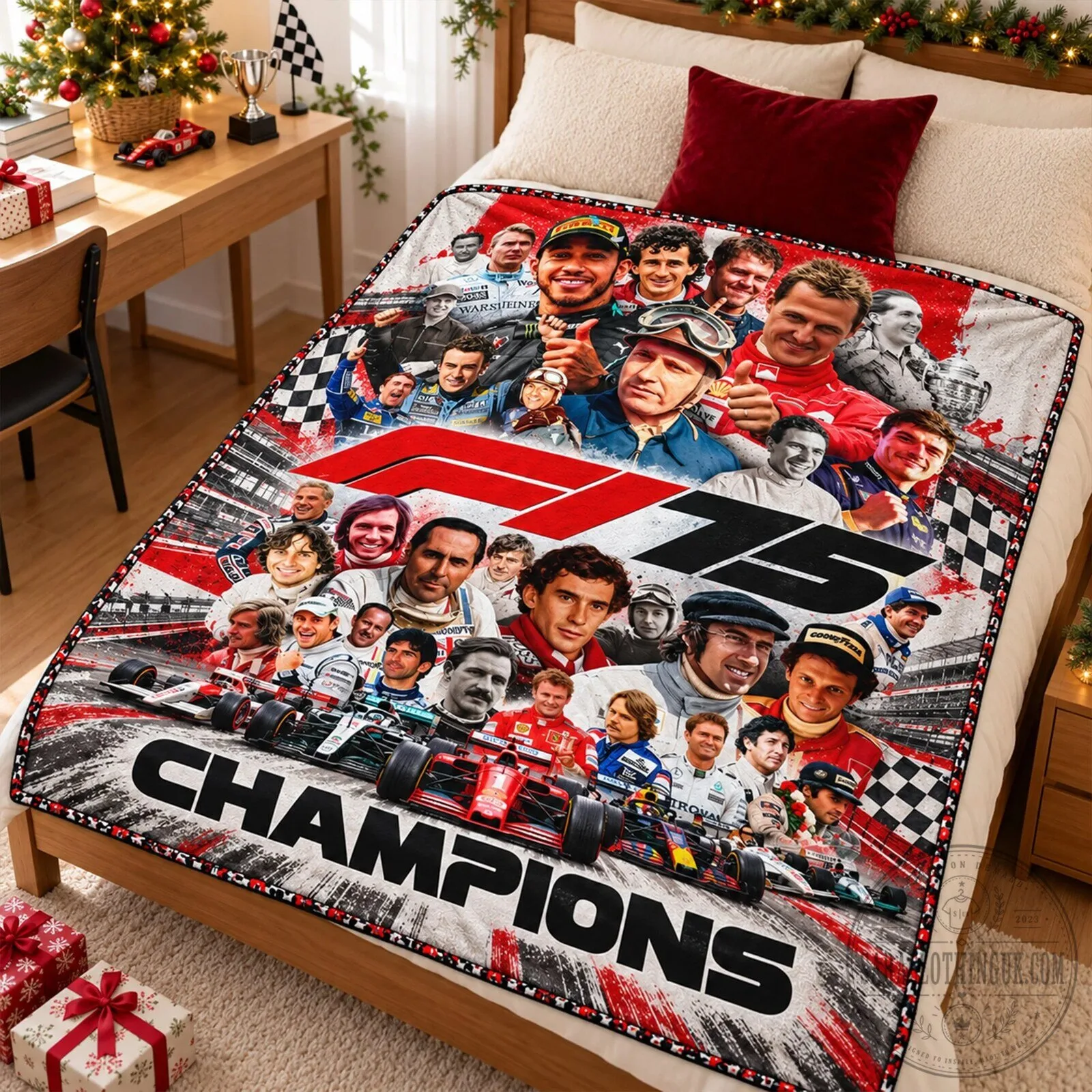 Formula 1 Racing Champions 75th Anniversary Fleece Throw Blanket