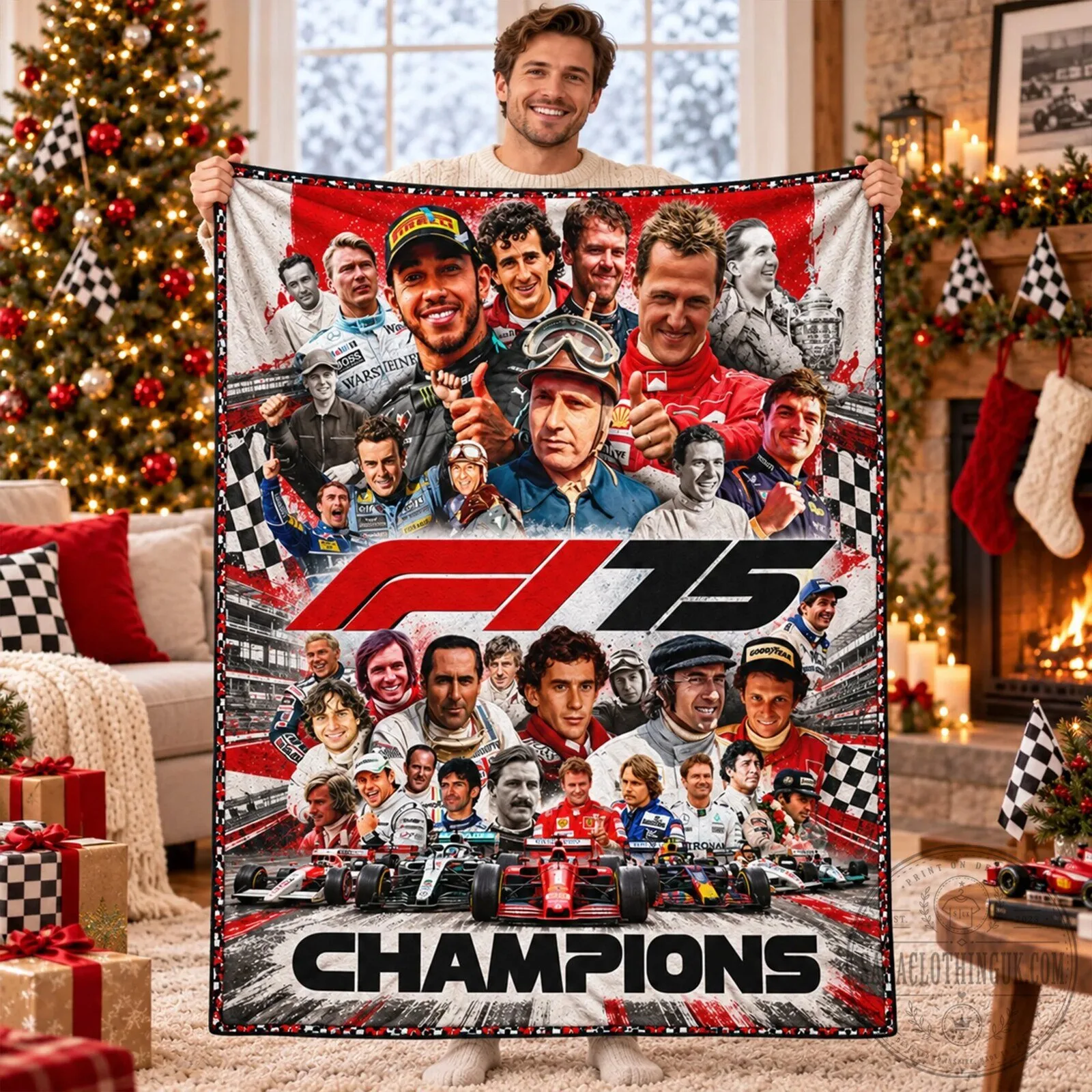 Formula 1 Racing Champions 75th Anniversary Fleece Throw Blanket 11 Formula 1 Racing Champions 75th Anniversary Fleece Throw Blanket