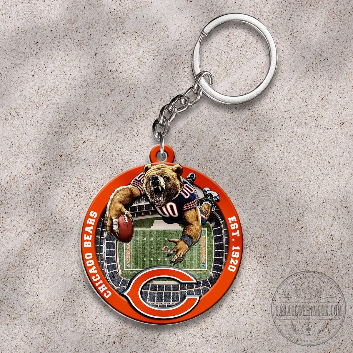 Chicago Bears Football Team Stadium Bear Mascot Double-Sided Keychain 1 Chicago Bears Football Team Stadium Bear Mascot Double-Sided Keychain