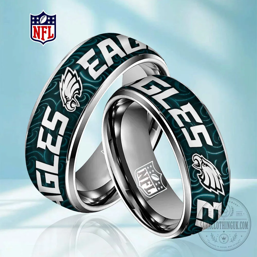 Philadelphia Eagles NFL Football Team Logo Stainless Steel Ring Jewelry