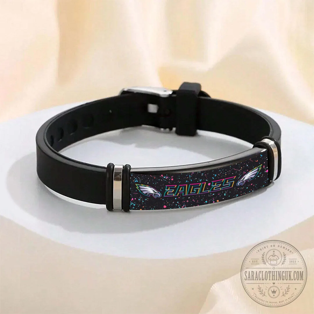 Philadelphia Eagles Crucial Catch Black Silicone Bracelet for Football Fans