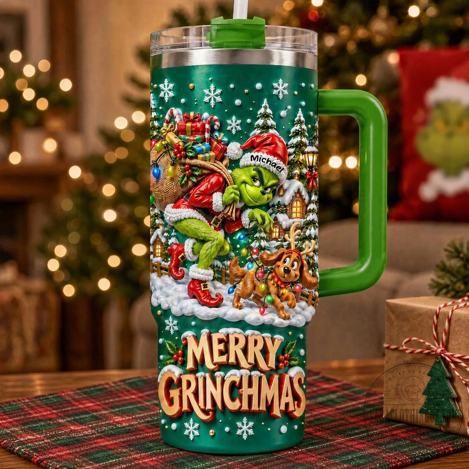 Merry Grinchmas Christmas Mischief Personalized 40oz Tumbler with Handle 8 Merry Grinchmas Christmas Mischief Personalized 40oz Tumbler with Handle