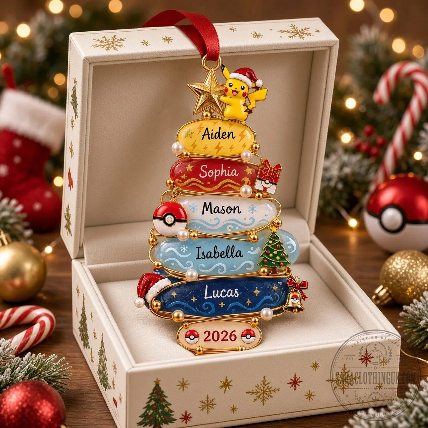 Pokemon Pikachu Family Christmas Tree Personalized Ornament 9 Pokemon Pikachu Family Christmas Tree Personalized Ornament