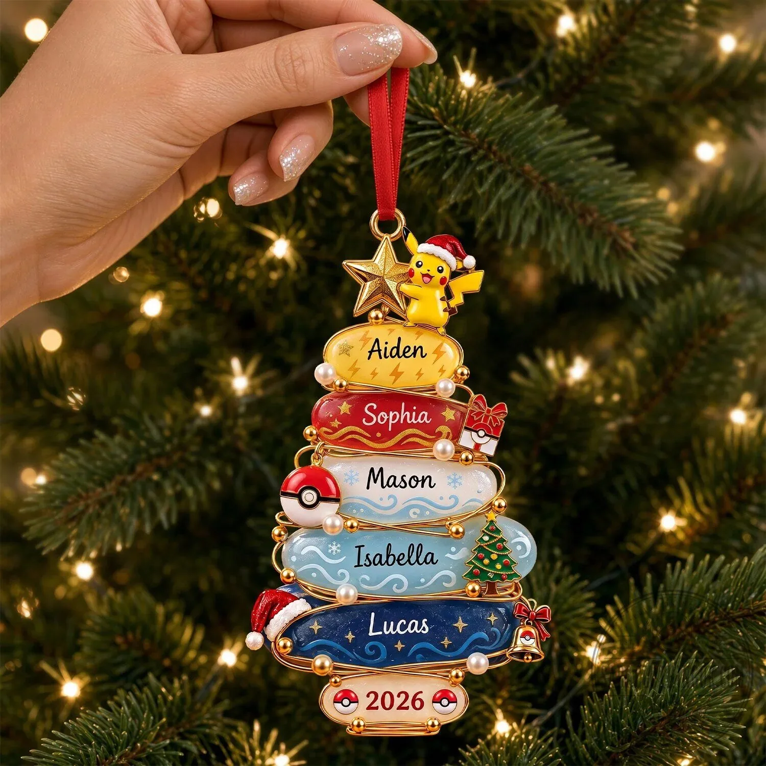 Pokemon Pikachu Family Christmas Tree Personalized Ornament 10 Pokemon Pikachu Family Christmas Tree Personalized Ornament
