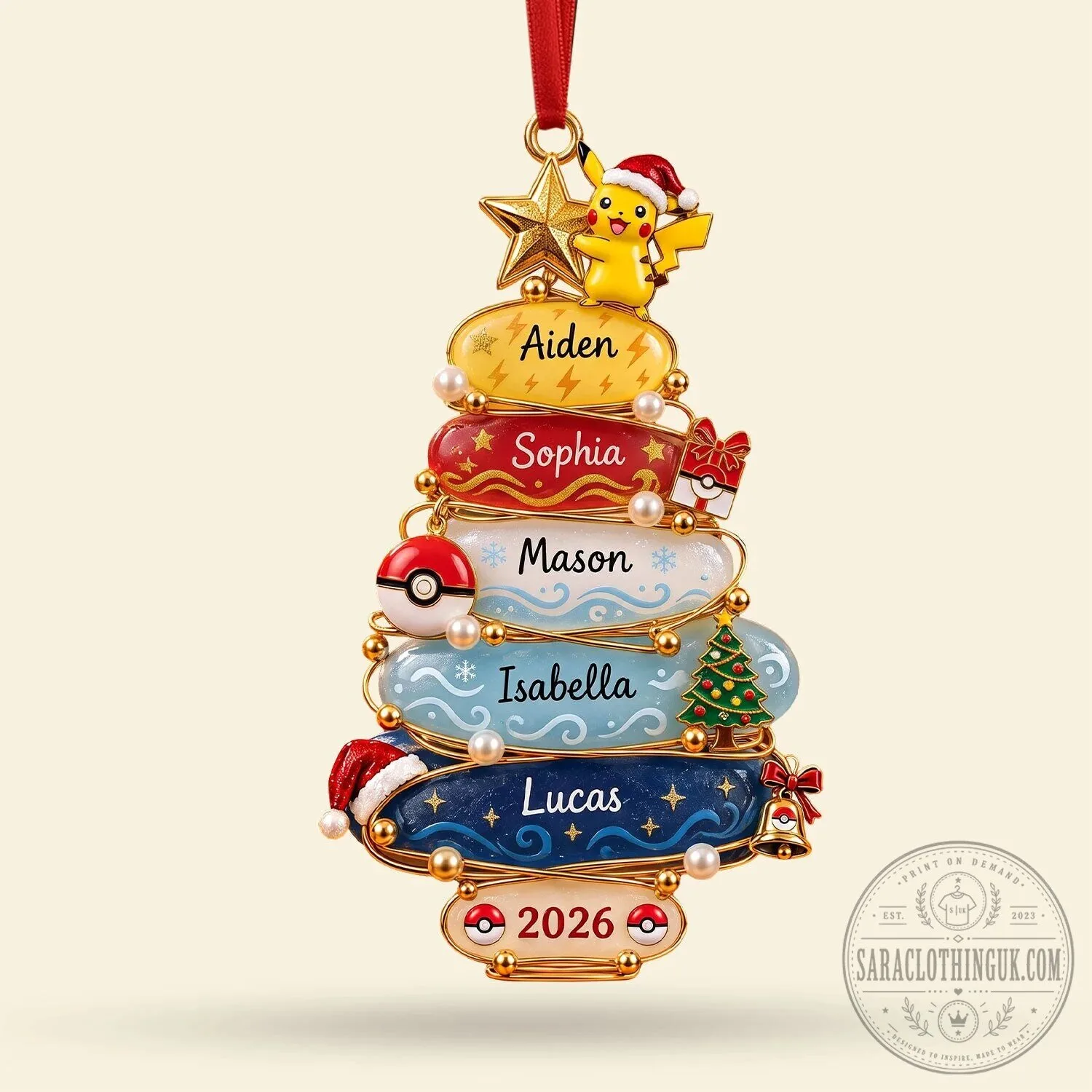 Pokemon Pikachu Family Christmas Tree Personalized Ornament 11 Pokemon Pikachu Family Christmas Tree Personalized Ornament