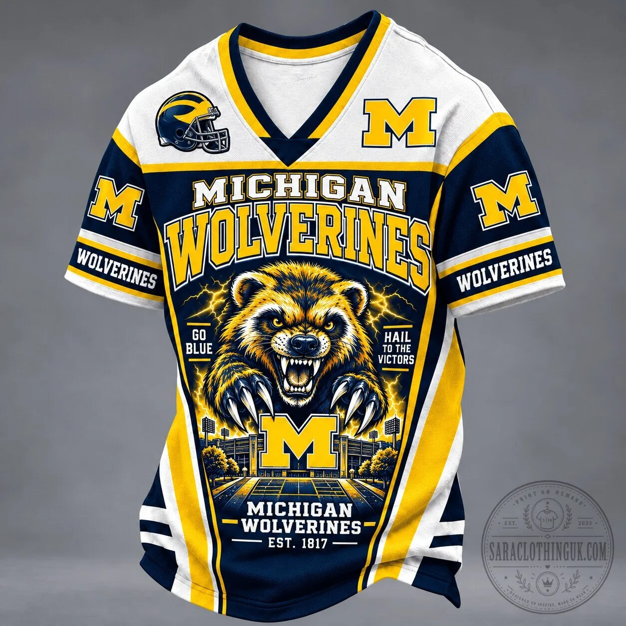 Michigan Wolverines Football Team Mascot Spirit V-Neck T-Shirt