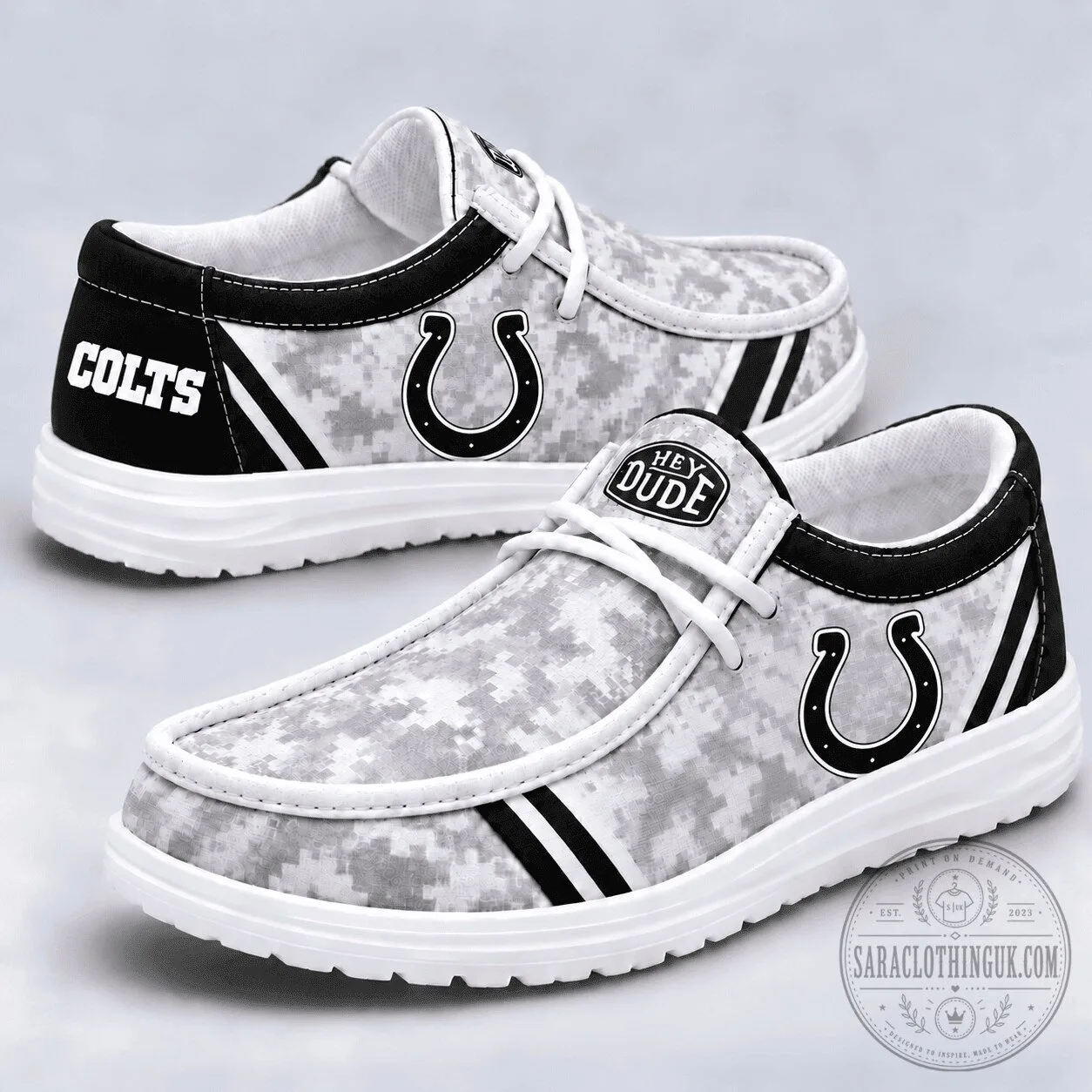 Indianapolis Colts NFL Team Logo Digital Camouflage Loafer Shoes