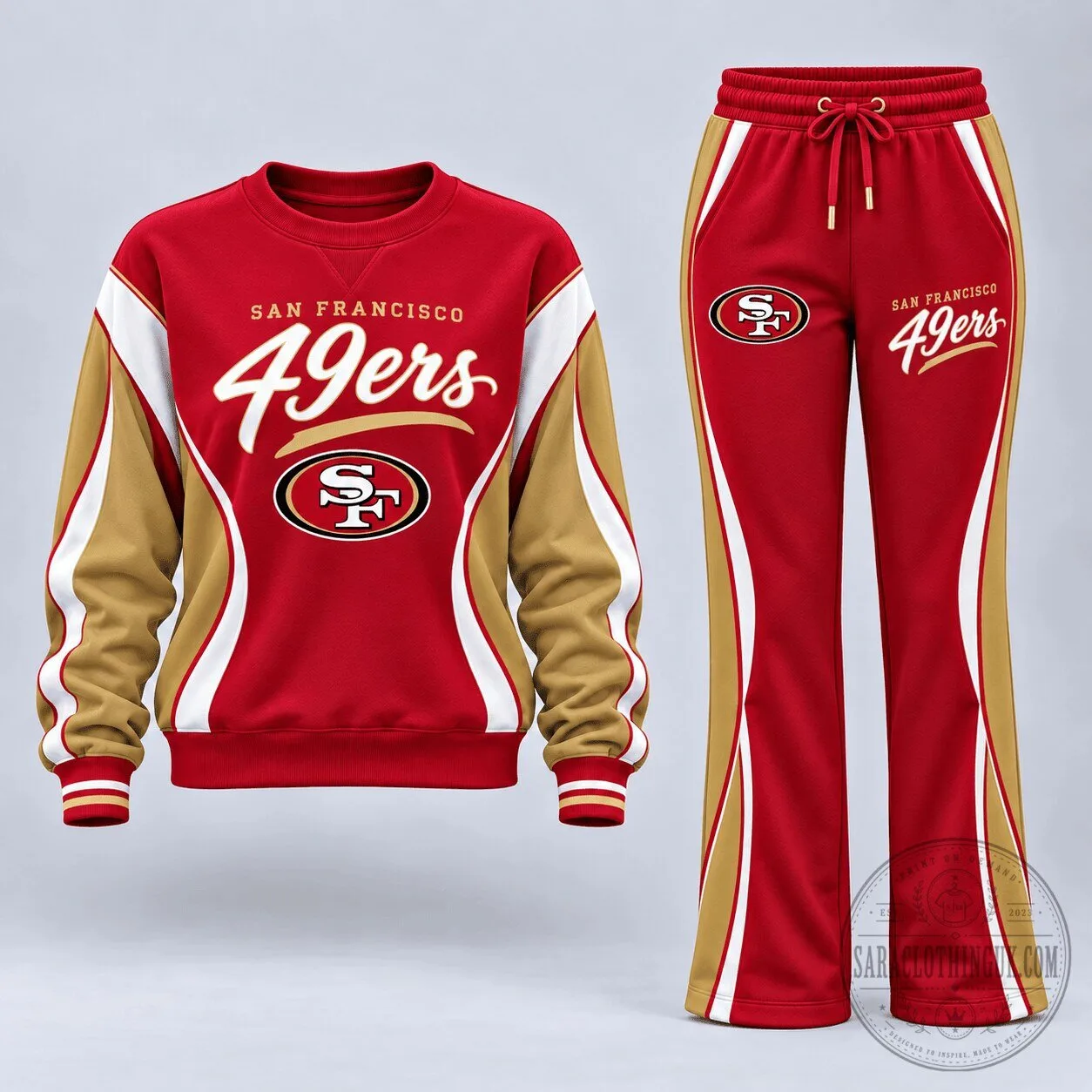 San Francisco 49ers Football Team Red Gold White Fan Sweatshirt