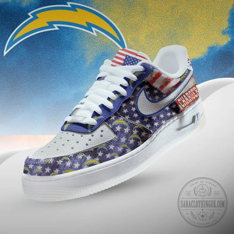 Los Angeles Chargers NFL 250 Years of America Patriotic Stars and Stripes Shoes 2 Los Angeles Chargers NFL 250 Years of America Patriotic Stars and Stripes Shoes