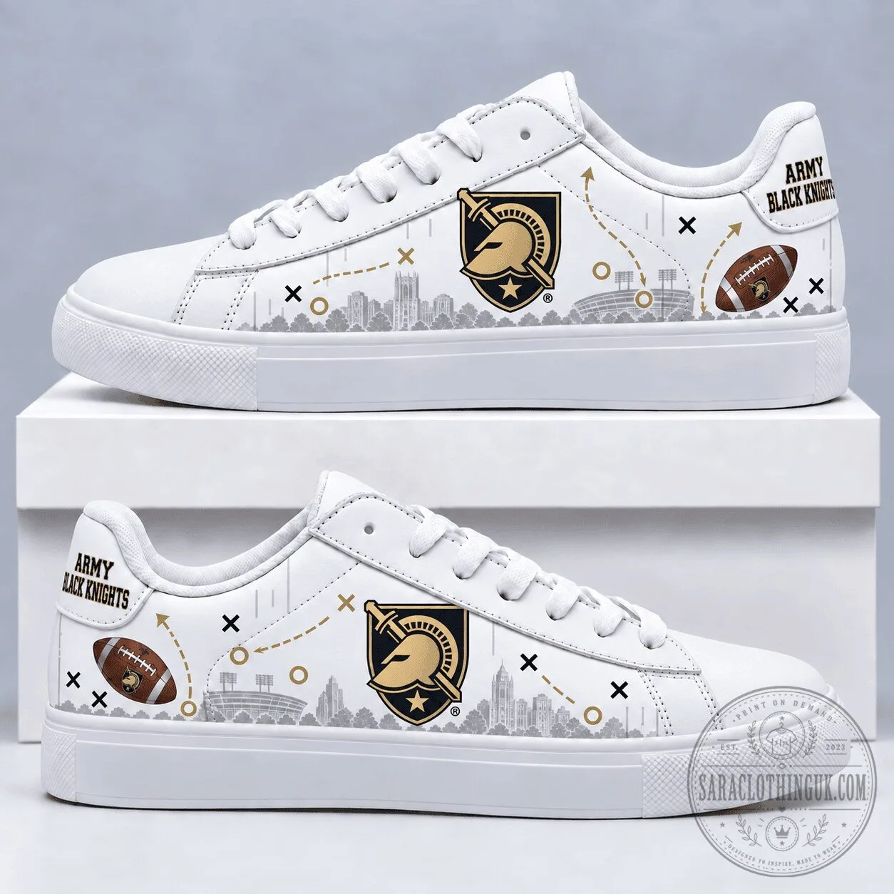 Army Black Knights Football Team White Low Top Sneakers 1 Army Black Knights Football Team White Low Top Sneakers
