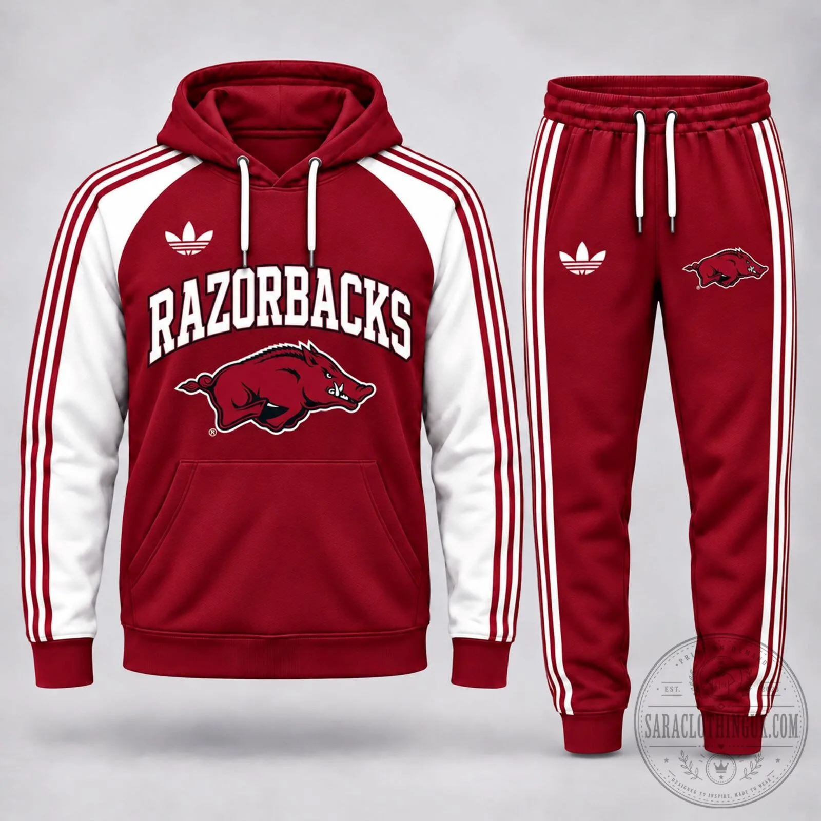 Arkansas Razorbacks NCAA Classic Varsity Hoodie and Joggers Tracksuit
