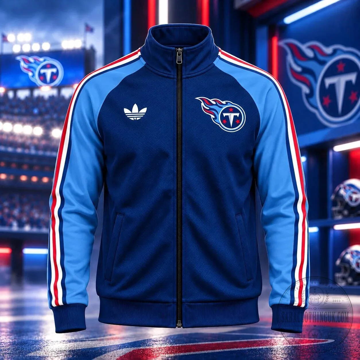 Tennessee Titans NFL Football Team Blue Vintage Track Jacket Full Zip