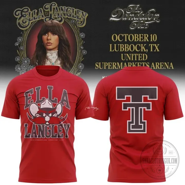 Ella Langley The Dandelion Tour Lubbock Texas Tech Red Raiders T-Shirt