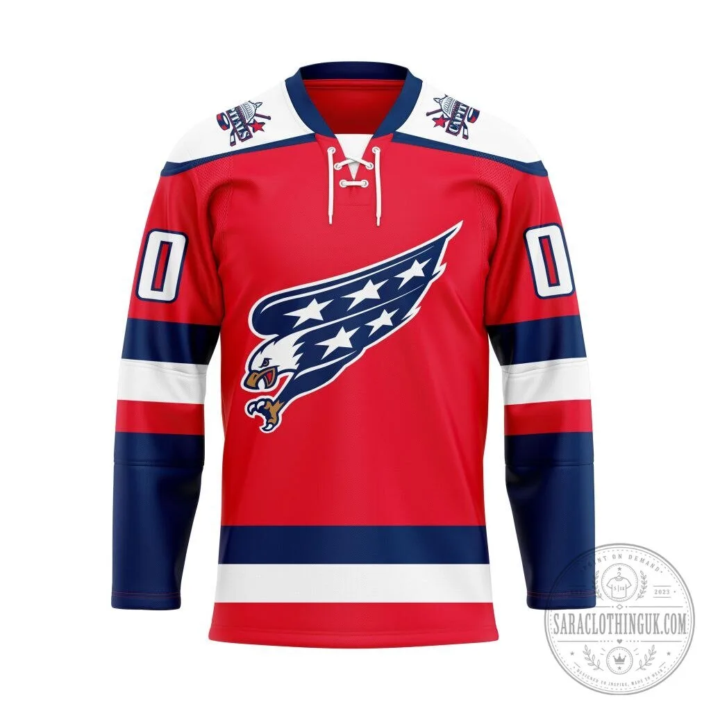 Washington Capitals Screaming Eagle Alternate Red and Blue Ice Hockey Jersey
