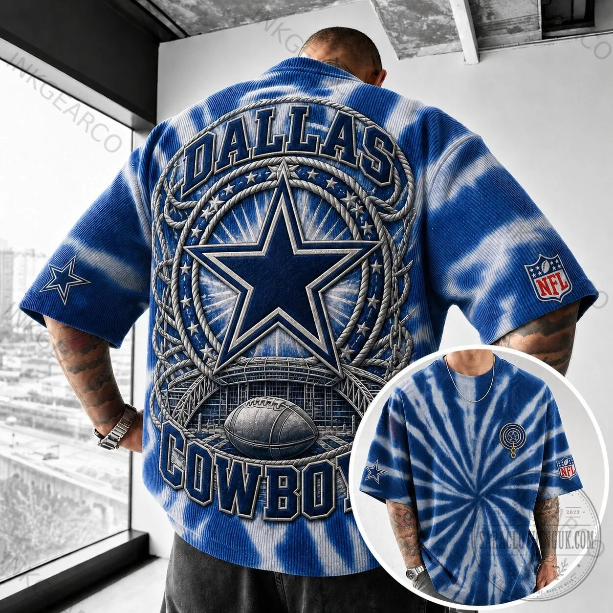 Dallas Cowboys NFL Team Tie-Dye Blue White Short-Sleeve T-Shirt