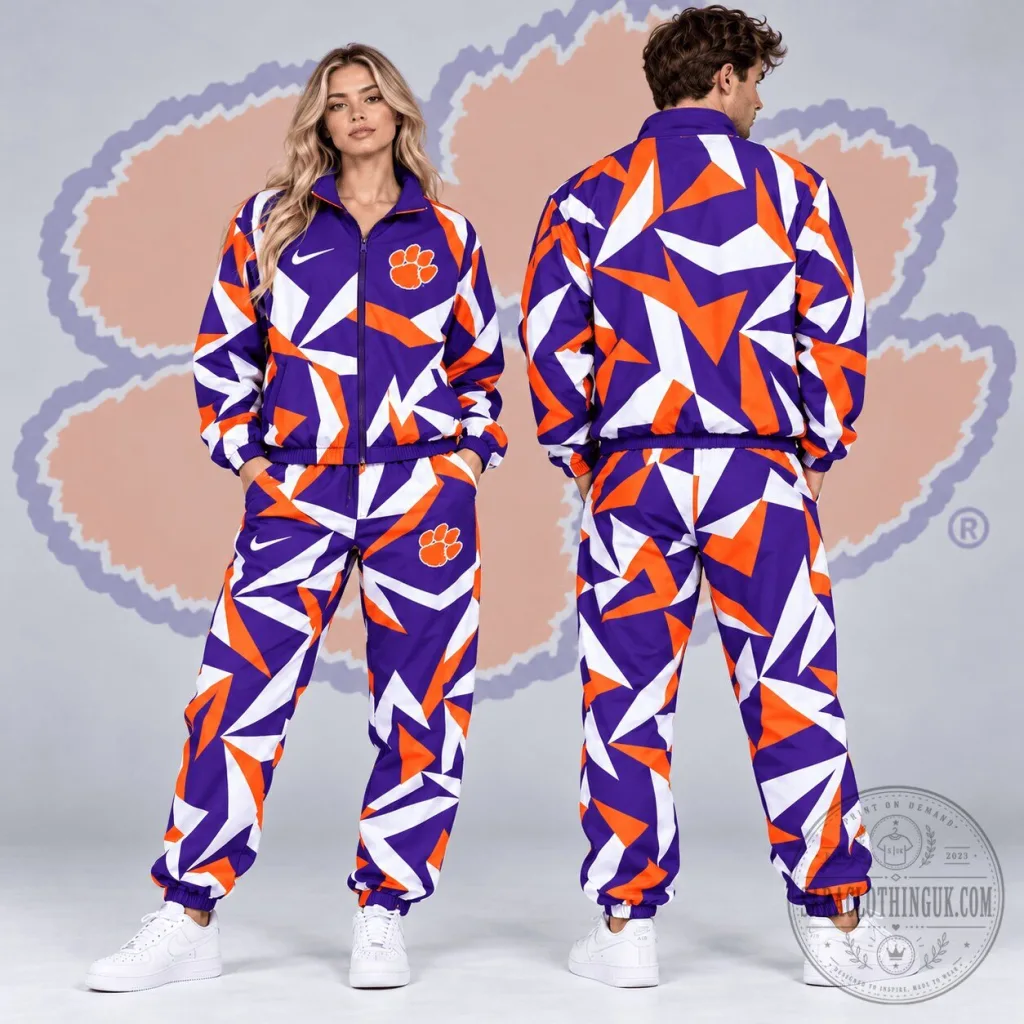 Clemson Tigers Shattered Prism Full Zip Track Jacket Clemson Tigers Shattered Prism Full Zip Track Jacket