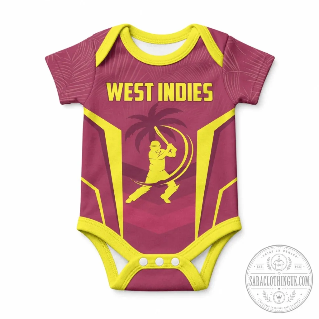 West Indies Cricket Team Baby Bodysuit Infant Short Sleeve Romper West Indies Cricket Team Baby Bodysuit Infant Short Sleeve Romper