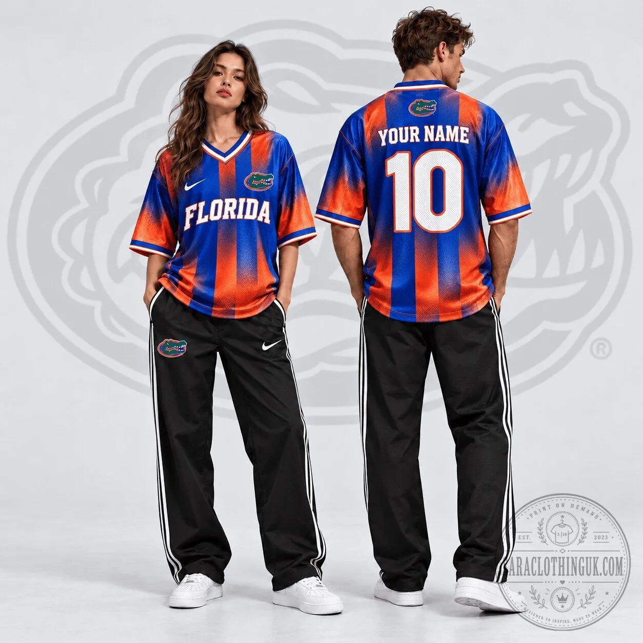 Florida Gators NCAA Personalized Gradient V-Neck Football Jersey 1 Florida Gators NCAA Personalized Gradient V-Neck Football Jersey