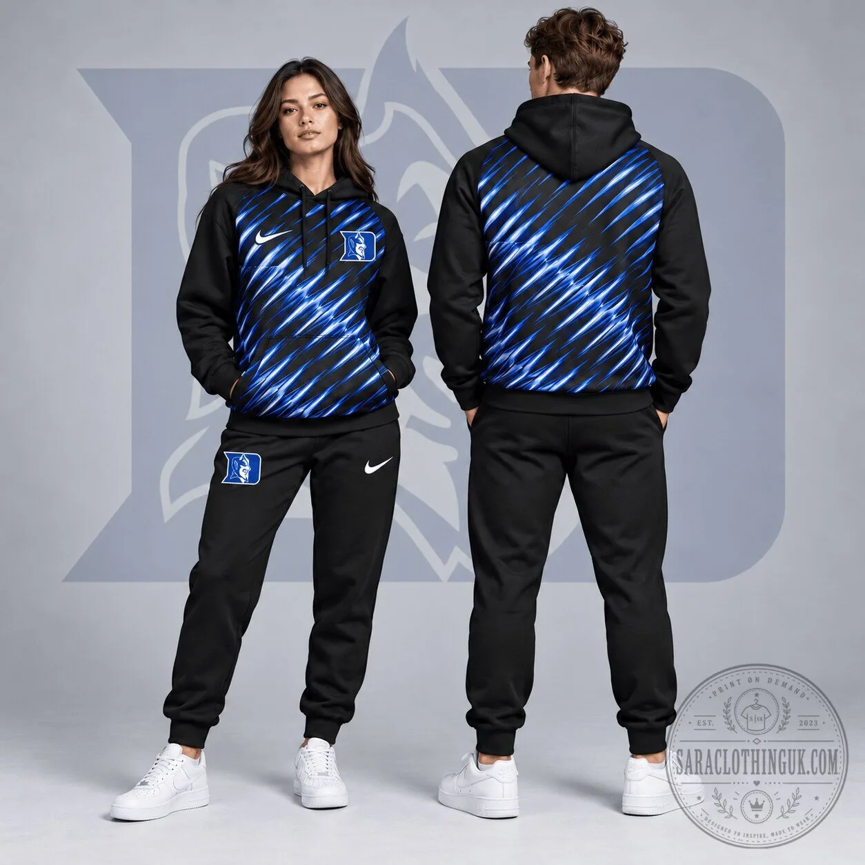 Duke Blue Devils NCAA Velocity Streak Pullover Hoodie for Men and Women