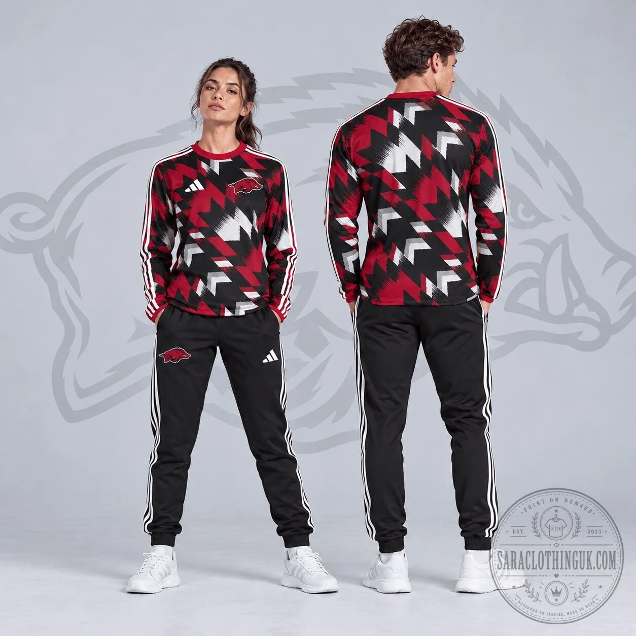Arkansas Razorbacks Dynamic Geometric Pattern Long Sleeve Shirt