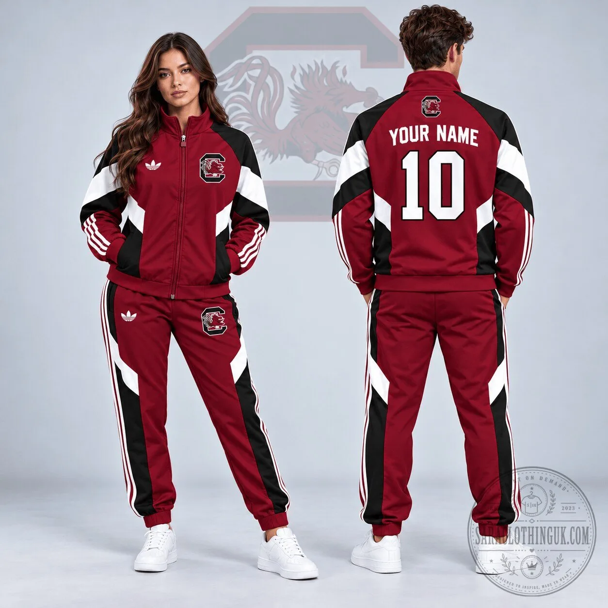 South Carolina Gamecocks Personalized Zip-Up Tracksuit Jacket and Pants Set