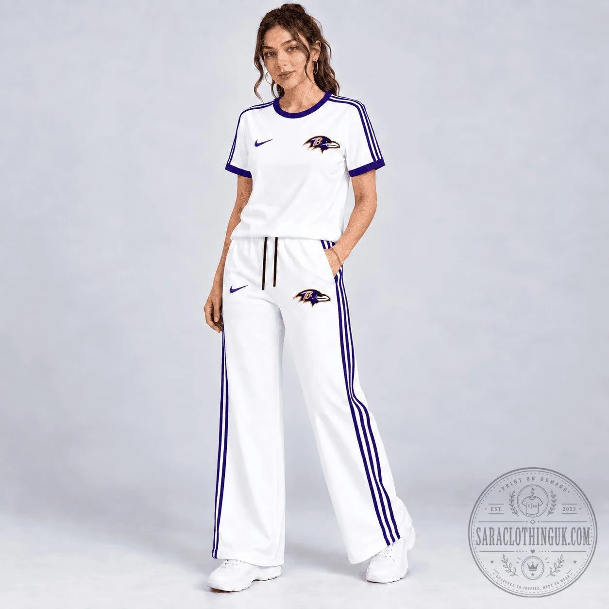 Baltimore Ravens NFL Football Team Logo White Casual T-Shirt