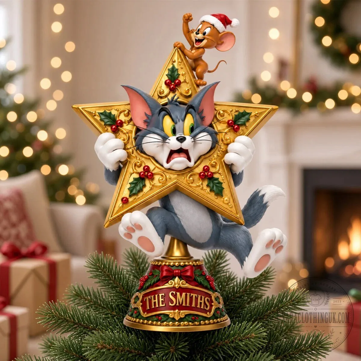 Tom and Jerry Christmas Tree Topper Personalized Ornament