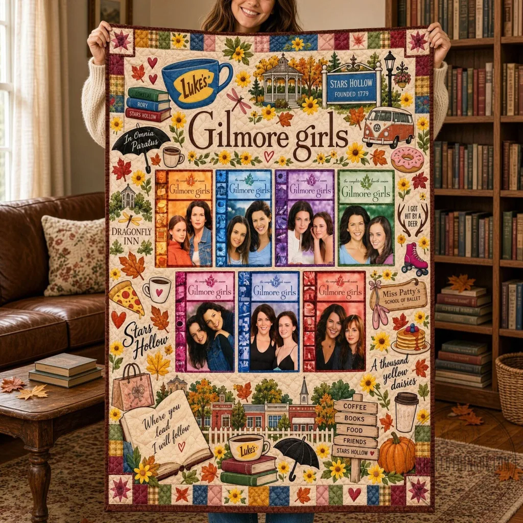 Gilmore Girls Stars Hollow Luke's Diner Coffee Autumn Quilt Blanket Gilmore Girls Stars Hollow Luke's Diner Coffee Autumn Quilt Blanket