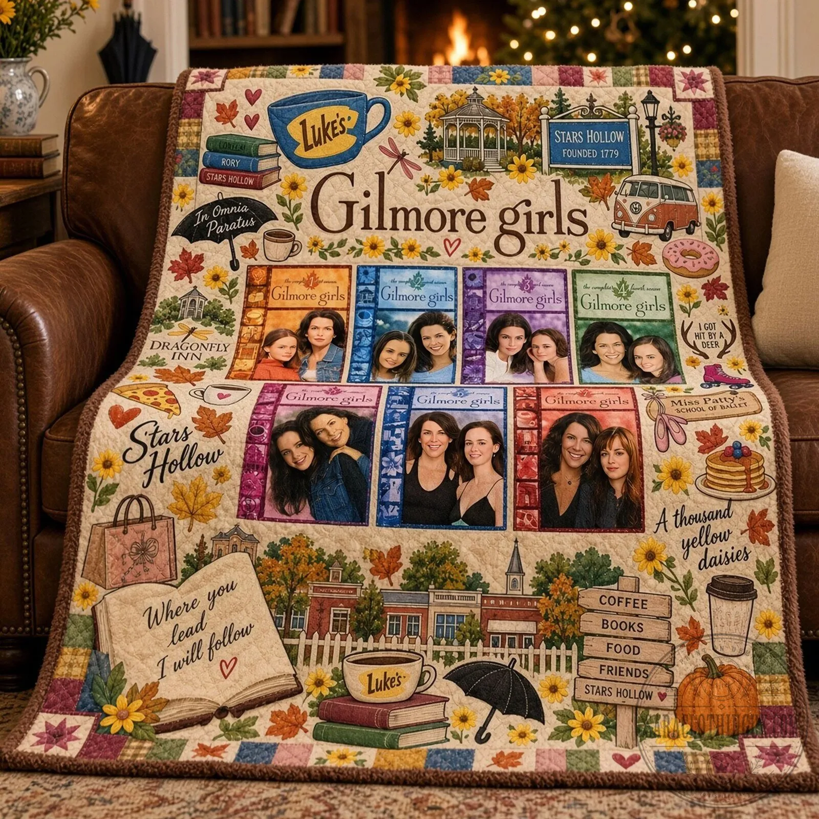 Gilmore Girls Stars Hollow Luke's Diner Coffee Autumn Quilt Blanket 7 Gilmore Girls Stars Hollow Luke