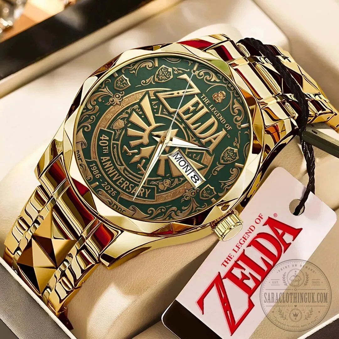 40th Anniversary Golden Quartz Watch in Stainless Steel - The Legend of Zelda