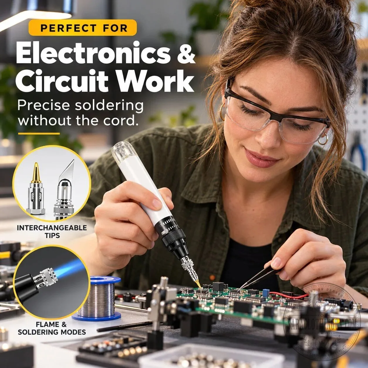 Cordless Butane Soldering Iron Pen with Interchangeable Tips for Electronics Work
