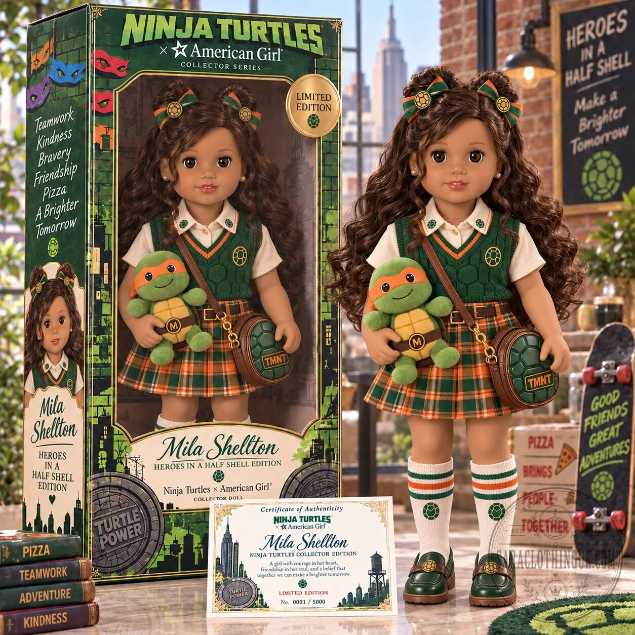 Limited Edition Ninja Turtles American Girl Mila Shellton Collector Doll