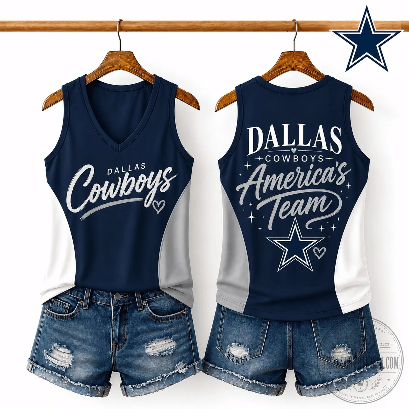 Women’s V-Neck Tank Top - Dallas Cowboys America's Team 3 Women’s V-Neck Tank Top - Dallas Cowboys America