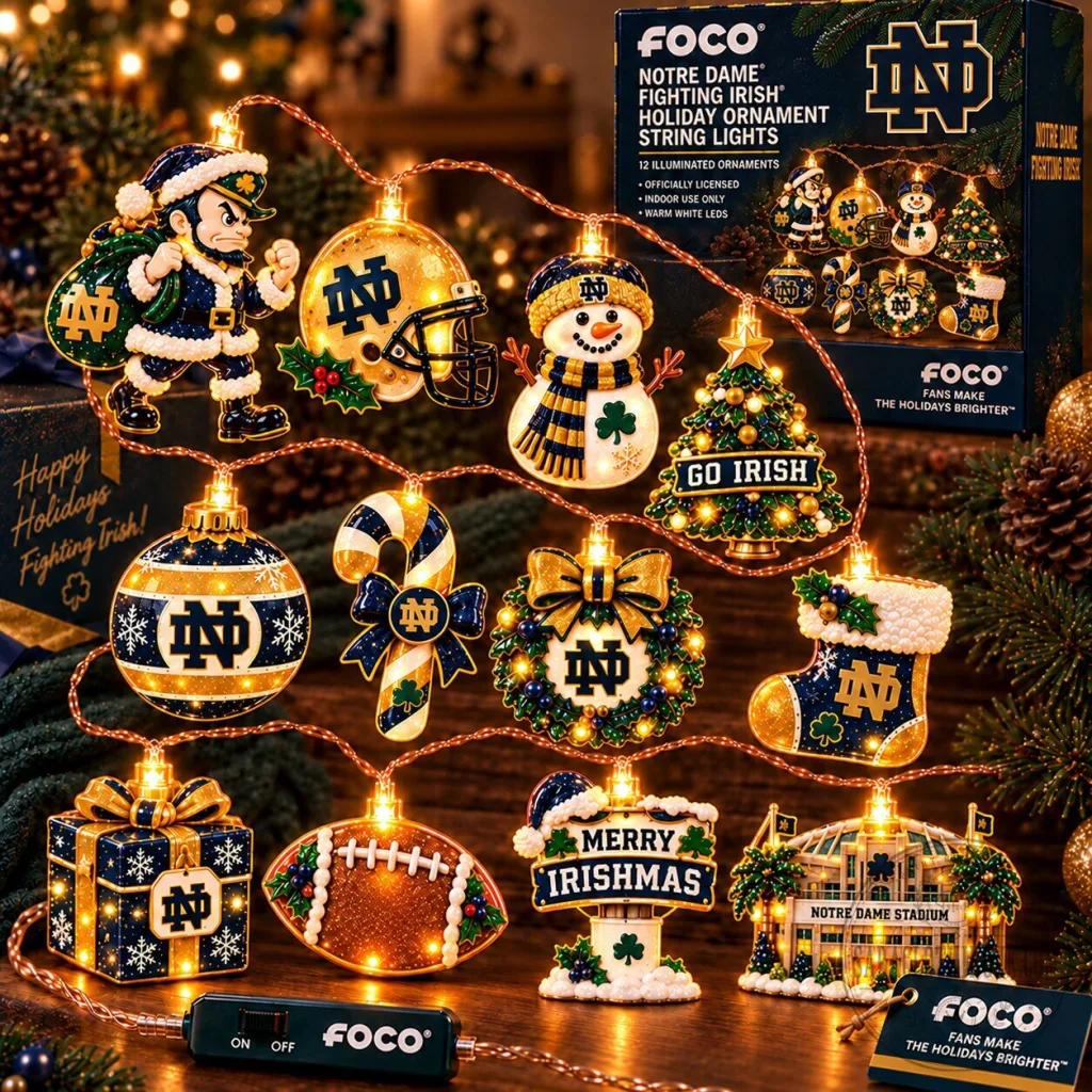 Notre Dame Fighting Irish Christmas Holiday Ornament String Lights Notre Dame Fighting Irish Christmas Holiday Ornament String Lights