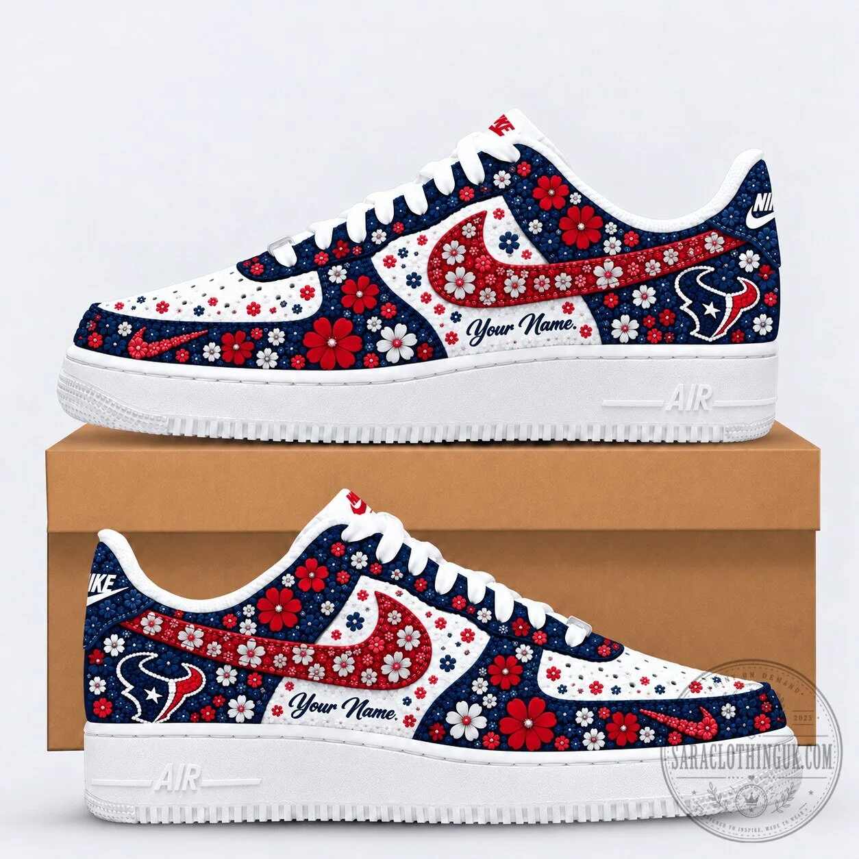 Houston Texans Floral Heritage Custom Name Air Force 1 Shoes 3 Houston Texans Floral Heritage Custom Name Air Force 1 Shoes
