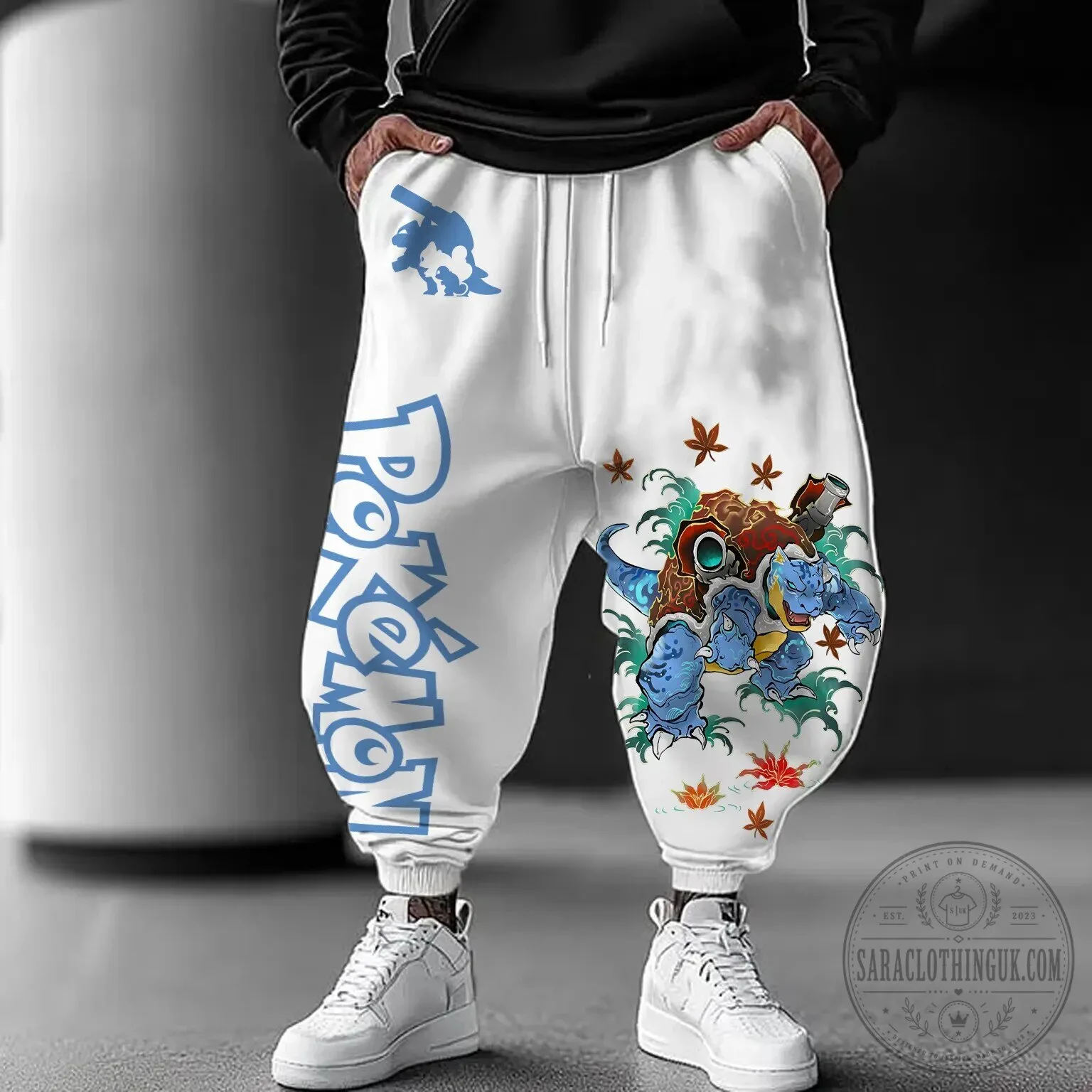 Pokemon Blastoise Graphic Print Casual Jogger Pants for Men and Women
