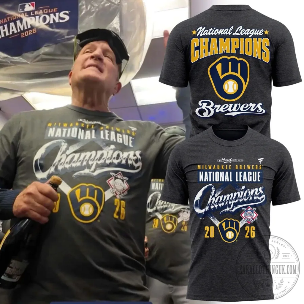 Milwaukee Brewers 2026 National League Champions Charcoal Gray T-Shirt Milwaukee Brewers 2026 National League Champions Charcoal Gray T-Shirt
